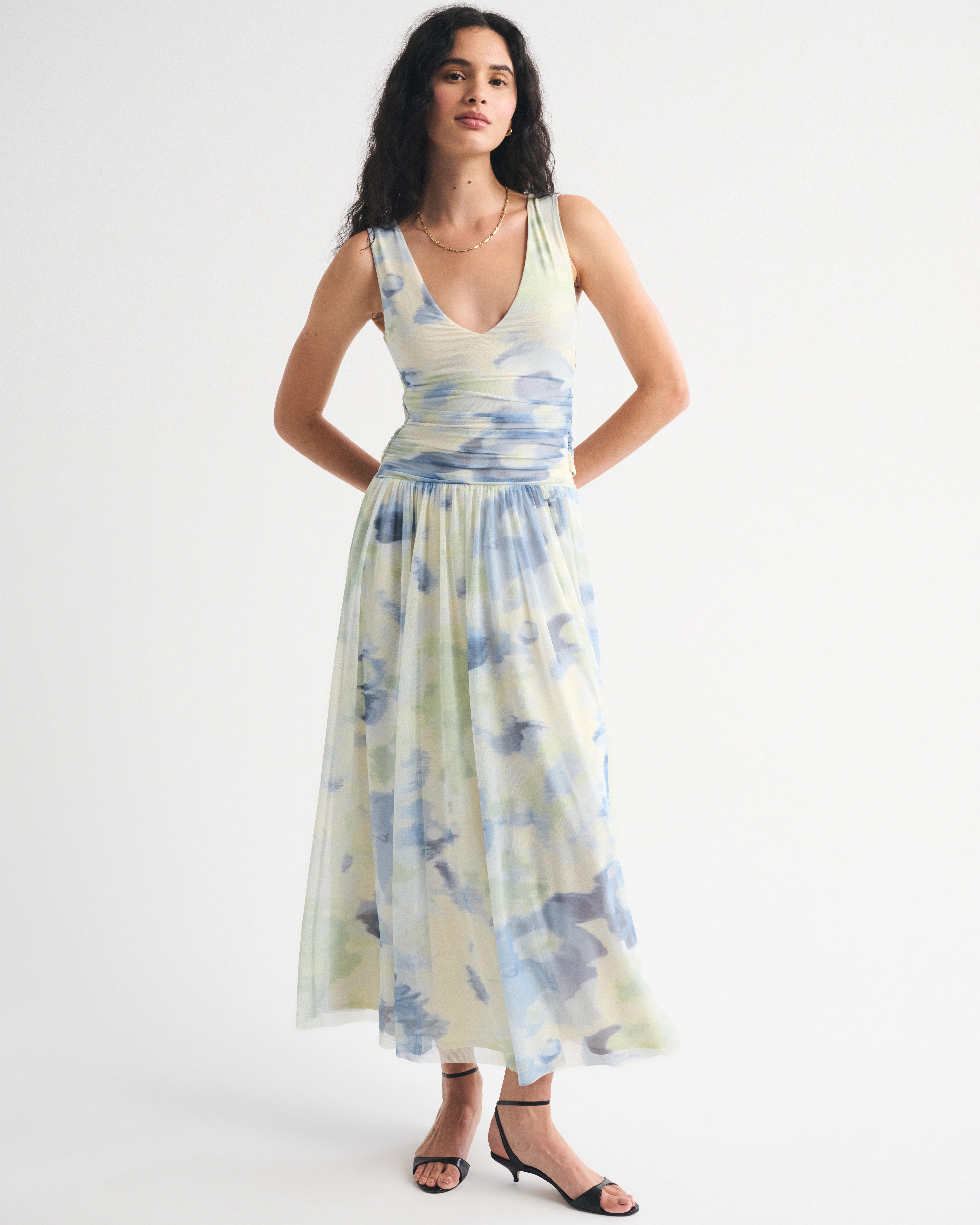 A&F Convertible Mesh Maxi Dress | Abercrombie & Fitch (US)