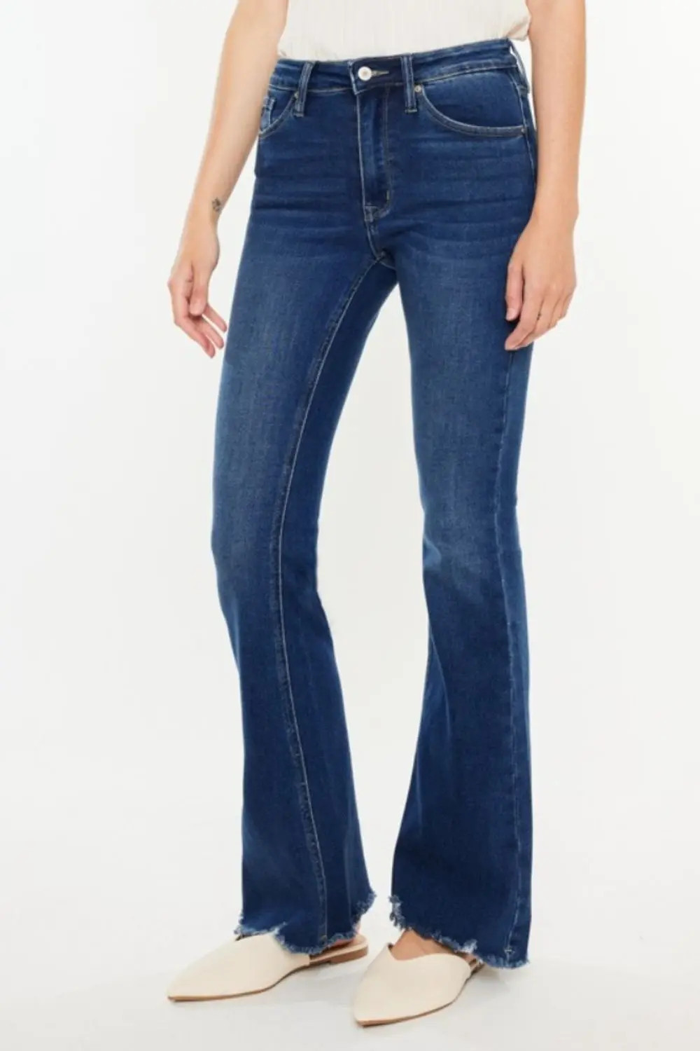 Kancan Cat's Whiskers Raw Hem Flare Jeans DARK / 11(29) | Casual Chic Boutique