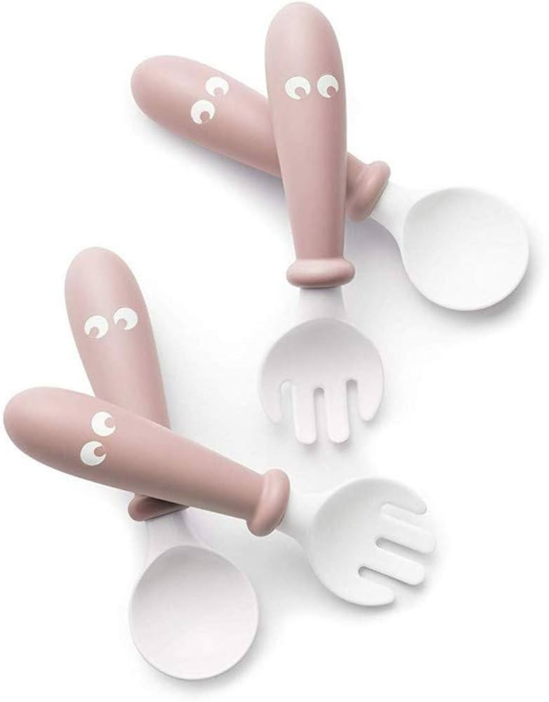 BabyBjörn Baby Spoon and Fork, 4 pcs, Powder Pink | Amazon (US)