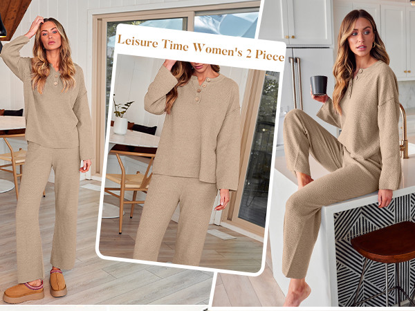 LILLUSORY Women's 2 Piece Lounge Sets Oversized Slouchy Matching Cozy Knit Sets | Amazon (US)