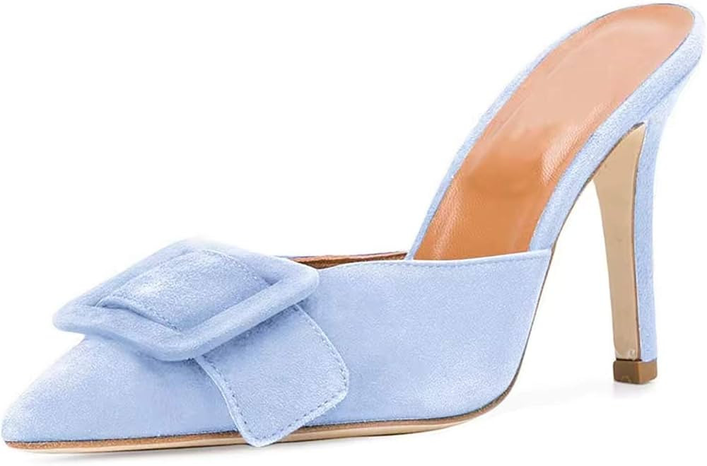 Axellion Mules for Women Black Kitten Closed Toe Heels for Women Pointed Toe Mules with Heels | Amazon (US)