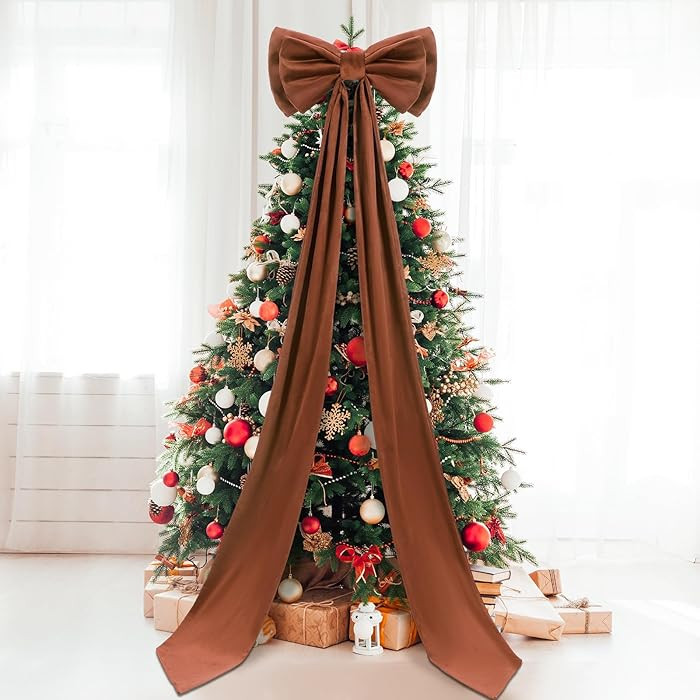 Giant Bow Decor Christmas Tree Topper Decoration Big Bows for Room Wall Backdrop 75x18 Inch Ribbo... | Amazon (US)