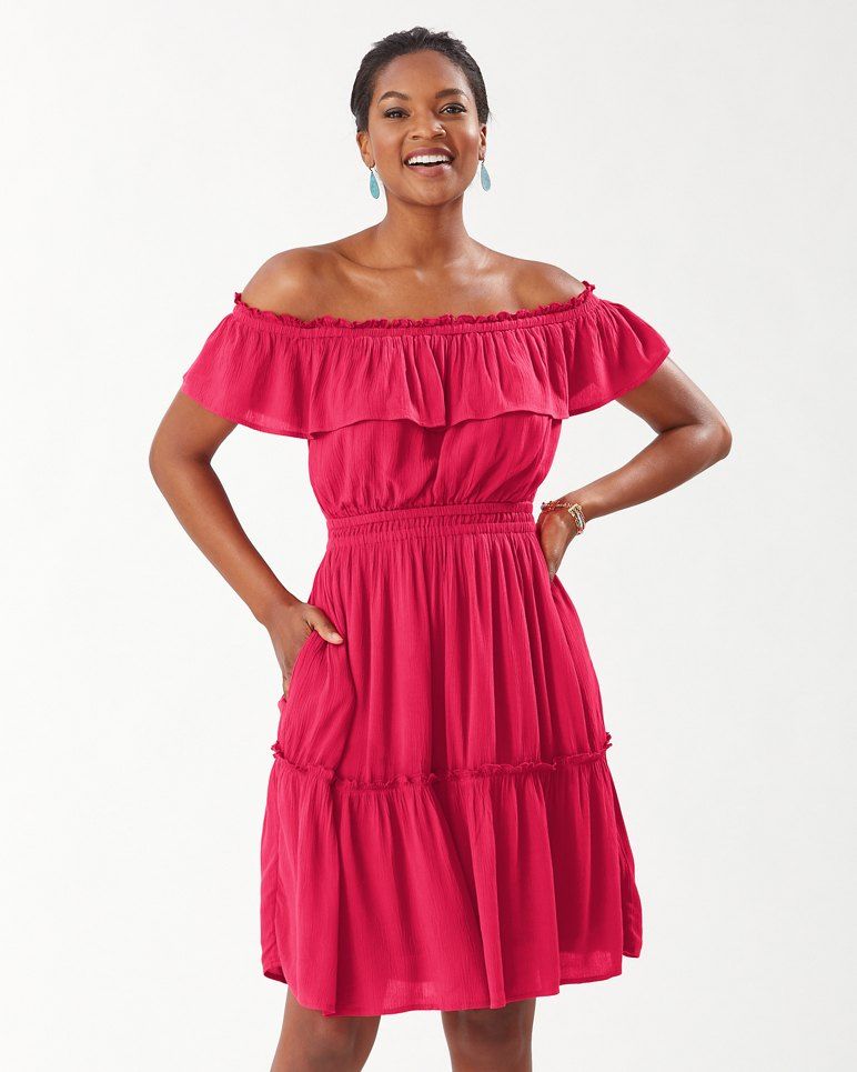 Caicos Crinkle Off-The-Shoulder Dress | Tommy Bahama