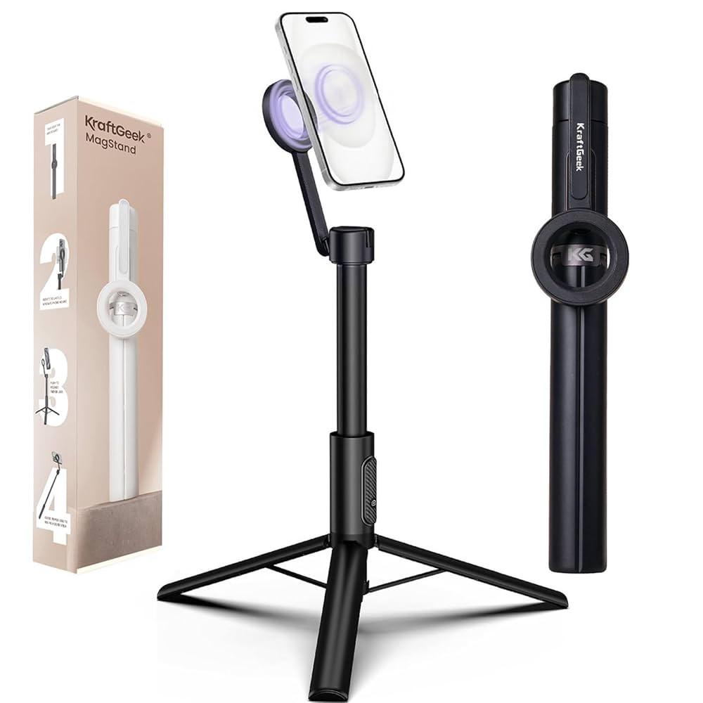 KraftGeek Magnetic Phone Tripod for iPhone MagSafe, 64" Selfie Stick Cell Phone Tirpod Stand for ... | Amazon (US)