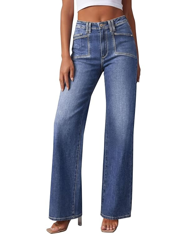 PRETTYGARDEN High Waisted Wide Leg Jeans for Women 2026 Trendy Baggy Straight Leg Stretchy Summer... | Amazon (CA)