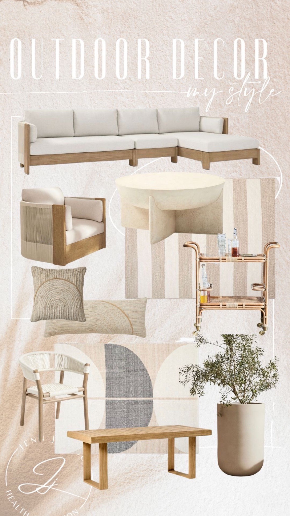 Outdoor home style
Patio 
Sectional
Bar cart
Stone coffee table
Neutral 

#LTKsalealert #LTKstyletip #LTKhome