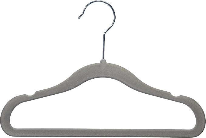 Amazon Basics Kids Velvet Non-Slip Clothes Hangers, Gray - Pack of 50 | Amazon (US)
