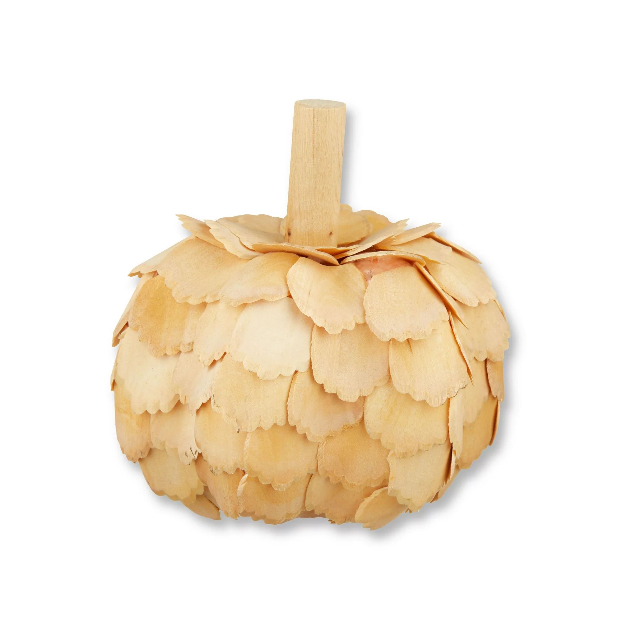 Halloween Small Wood Chip Pumpkin Decoration, Natural, 4.5 in L x 4.5 in W x 5 in H, by Way To Ce... | Walmart (US)