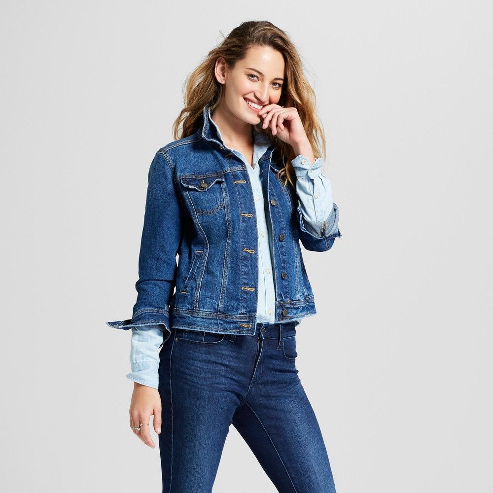 Women's Freeborn Denim Jacket - Universal Thread Medium Wash XL, Blue | Target