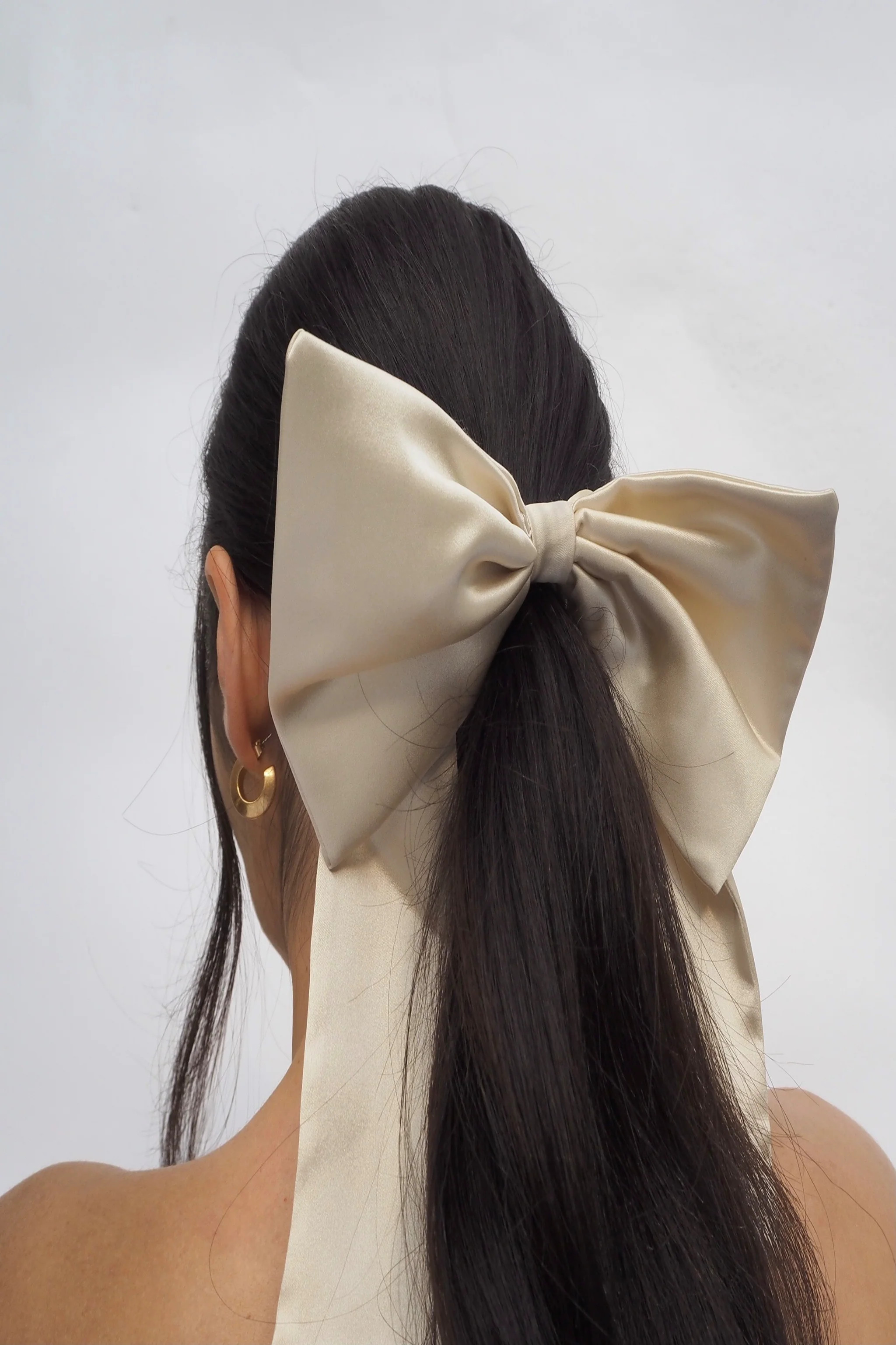 Champagne Silk Hair Bow Scrunchie | Sinead Keary