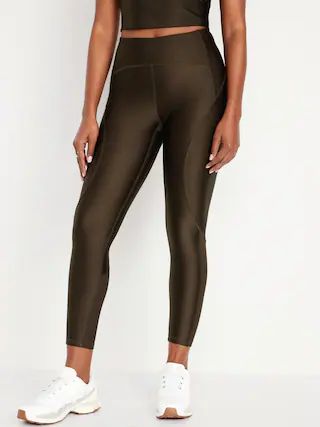 High-Waisted PowerSoft 7/8 Shine Leggings for Women | Old Navy (US)