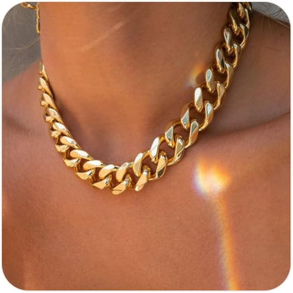 FEEL STYLE Chunky Cuban Link Chain for Men Women - Stainless Steel Gold Necklace for Women Men - ... | Amazon (US)
