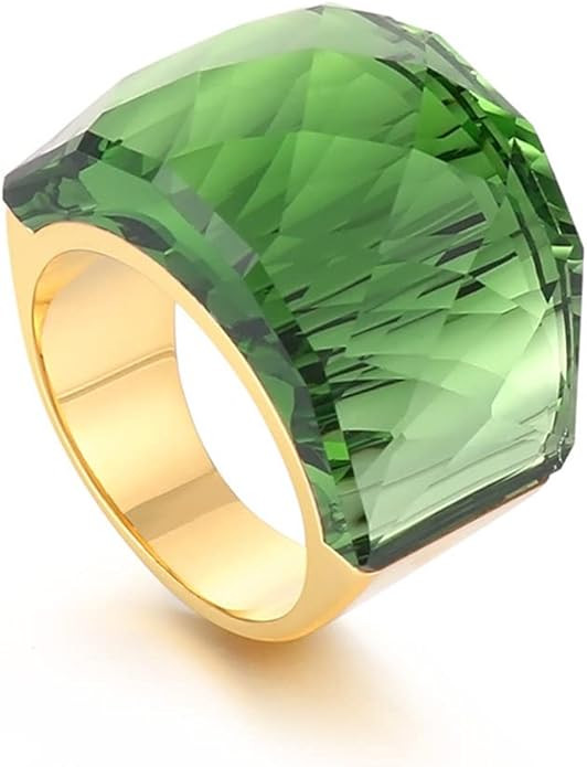 OIDIMS Crystal Glass Stainless Steel Band Ring Gold Plated Fashion Exaggerated Cubic Zirconia Rin... | Amazon (US)