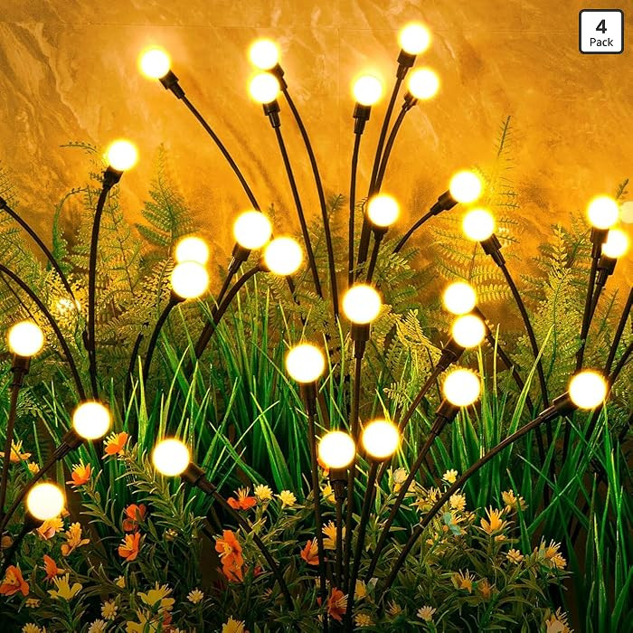 ASMAD Solar Lights Outdoor(4 Pack,32 LEDs), Solar Garden Lights, Outdoor Decorations, Firefly Lig... | Amazon (US)