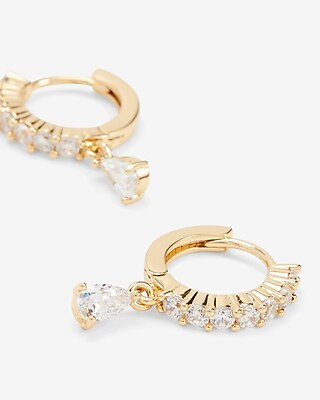 Demi-Fine 14K Gold Rhinestone Huggie Hoop Earrings | Express
