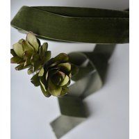 Olive Dark Sage Green 2"" Wide Swiss Velvet Ribbon | Etsy (US)