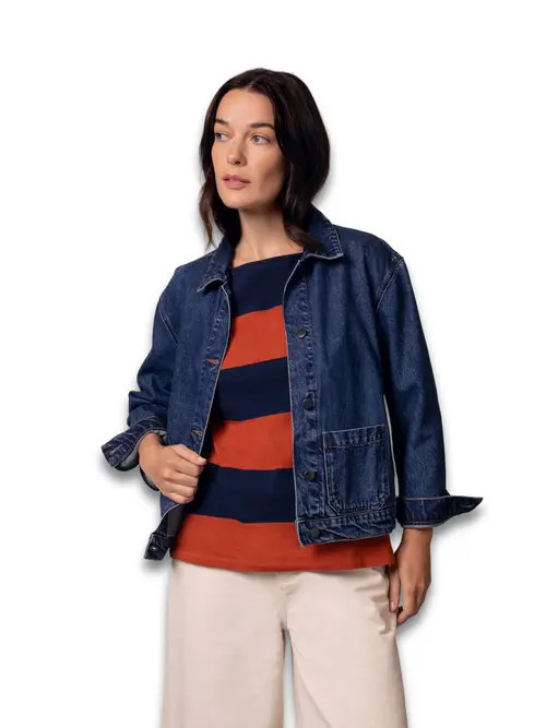 Celtic & Co. Boxy Patch Pocket Denim Jacket in Indigo Rinse Wash at Nordstrom, Size 4 | Nordstrom