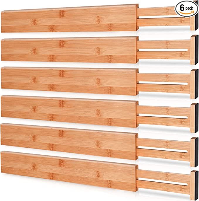 Amazon.com: Bamboo Drawer Dividers, Kitchen Drawer Organizer with Spring Loaded,Separators for Dr... | Amazon (US)