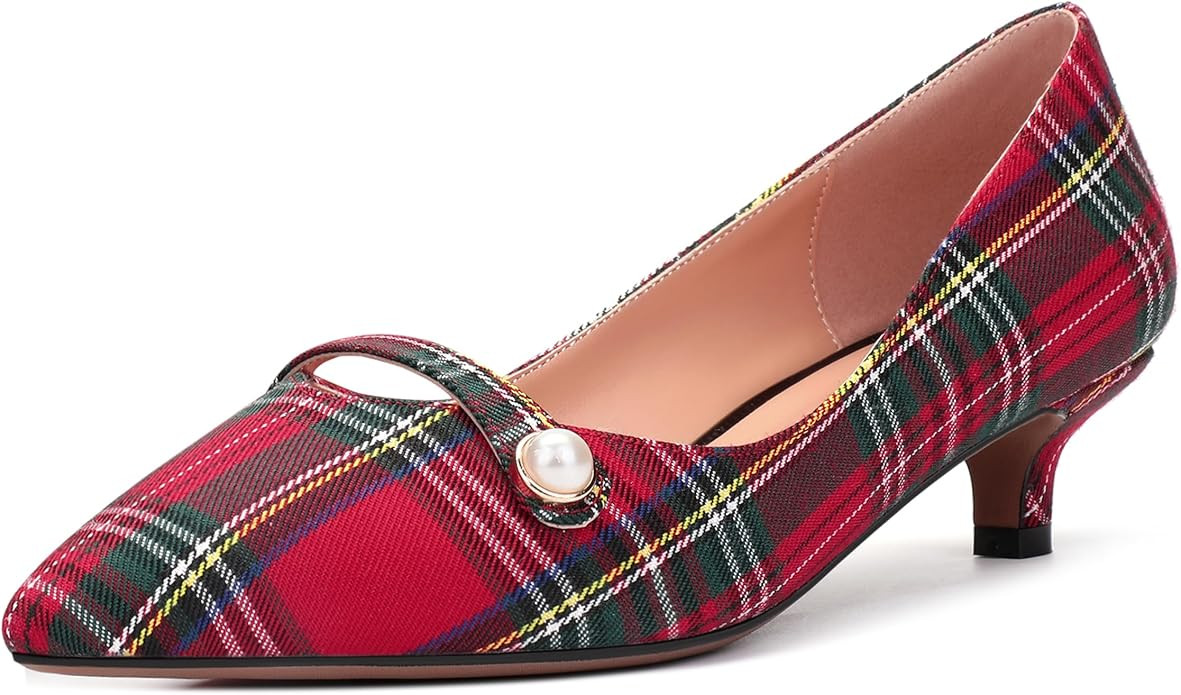 ROSERWISH Womens Evening Dress Wedding Slip On Pointed Toe Patent Kitten Low Heel Pumps Shoes 1.5... | Amazon (US)