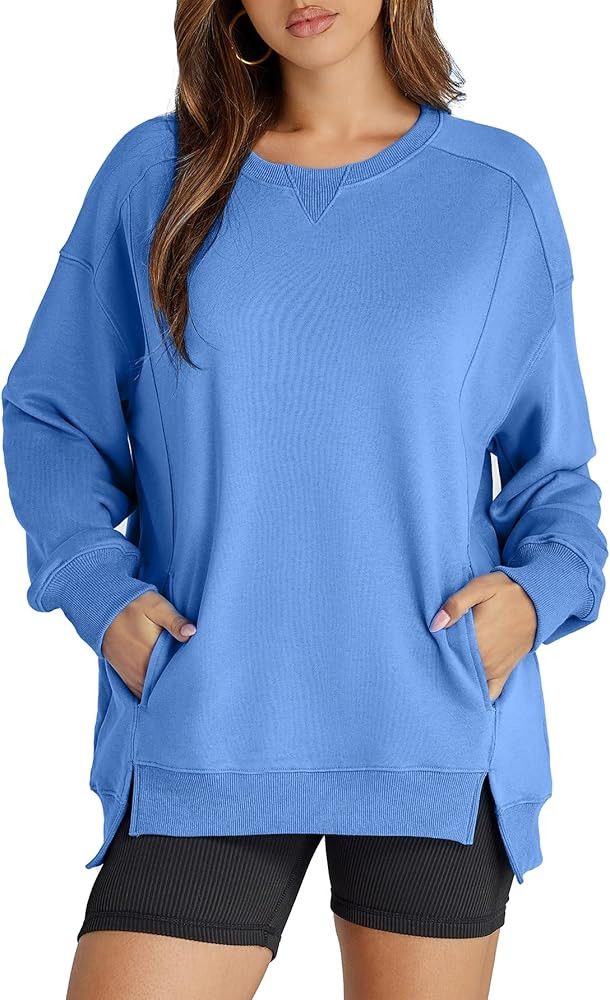 Women's Sweatshirt Casual Crew Neck Sweatshirts Loose Fit Long Sleeve Pullover Tops with Pockets | Amazon (US)