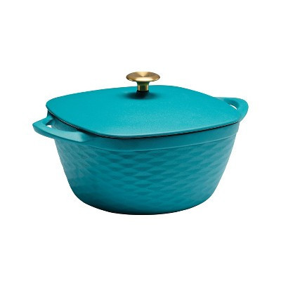 Tramontina 7qt Enameled Cast Iron Square Dutch Oven - Matte Teal: Lifetime Warranty, Hand Wash, 18.9 lbs | Target