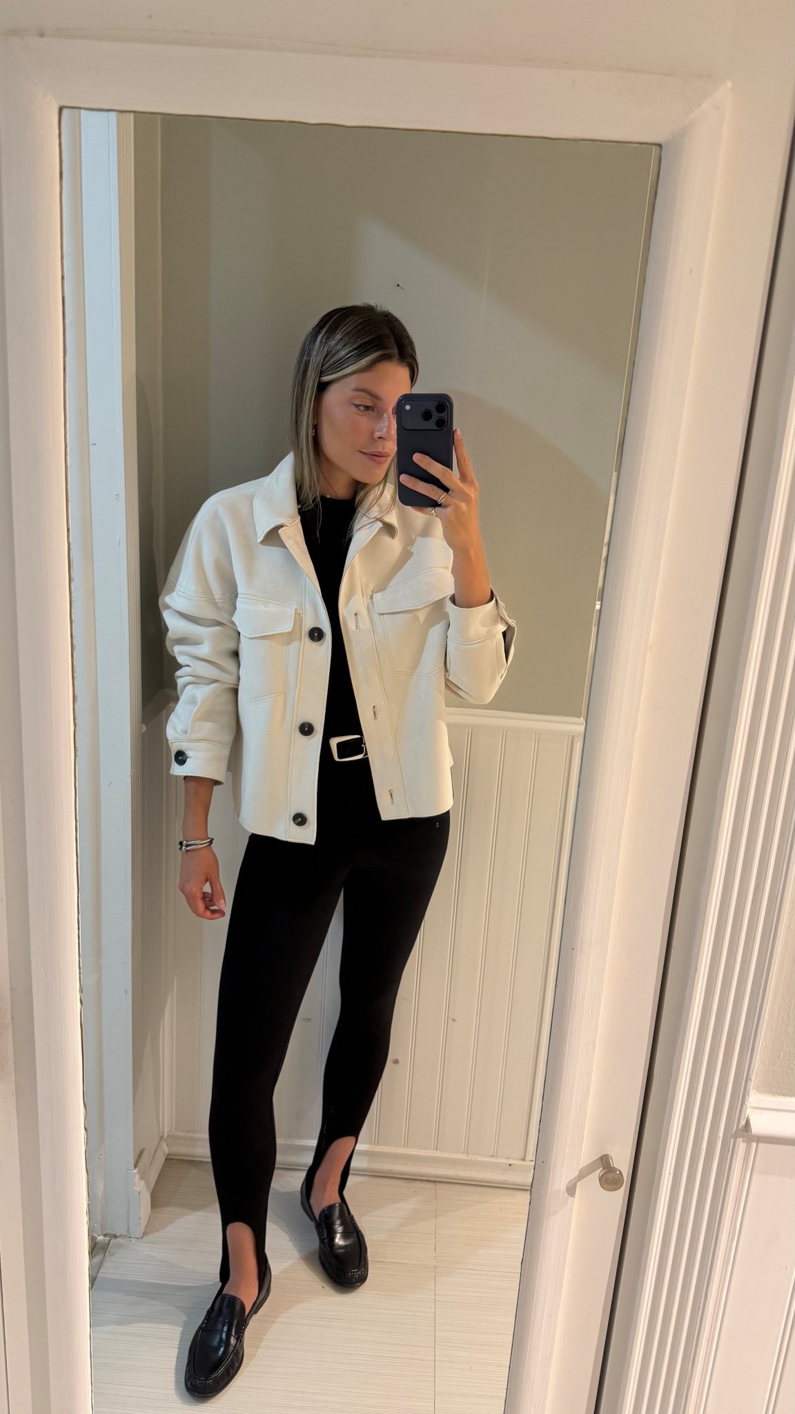 Been loving styling these stirrup leggings with loafers lately 🤍

Leggings and jacket are sold out but linked a few similar options!

Classic style, feminine look, ootd, stirrup leggings, outfit inspiration 

#LTKWorkwear #LTKgrwm #LTKootd