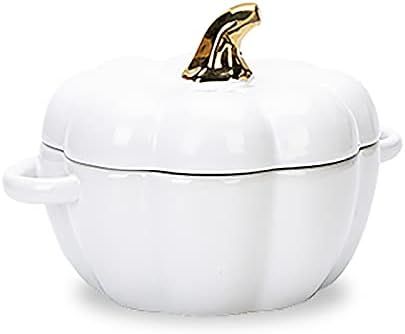 MDZF SWEET HOME Ceramic Pumpkin Bowl, Individual Casserole, Baking Bowl for Oven Bakeware with Li... | Amazon (US)