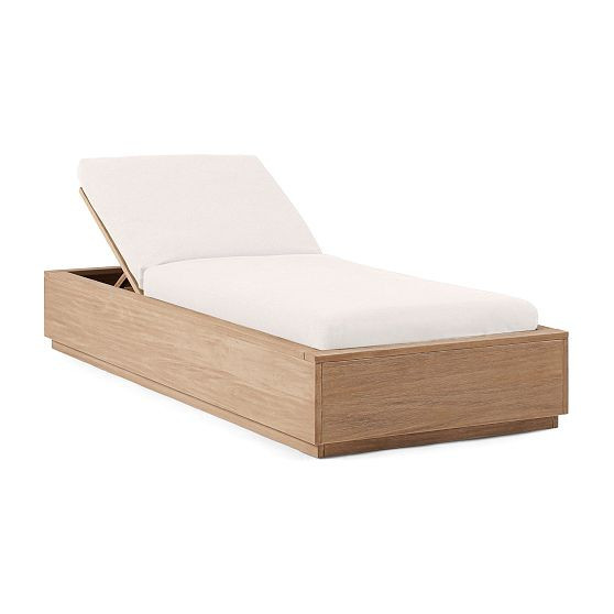 Telluride Outdoor Chaise Lounge, Crosshatch Weave, Alabaster | West Elm (US)