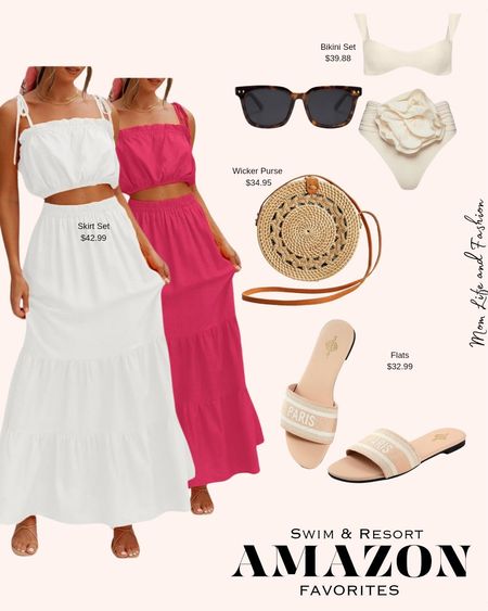 Shop these Amazon Vacation Outfit and resortwear finds! Maxi skirt set, maxi skirt, Two piece swimsuit, woven bag, straw bag, slide sandals, strappy sandals, bikini and more!

#LTKswim #LTKtravel #LTKstyletip