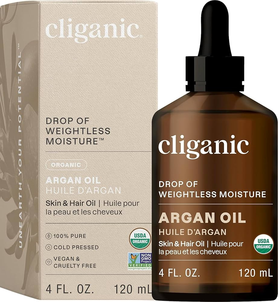 Cliganic USDA Organic Argan Oil, 100% Pure | for Hair, Face & Skin | Natural Cold Pressed Carrier... | Amazon (US)