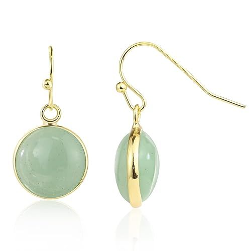 Jade Earrings for Women, 14K Gold Plated Jade Dangle Earrings, Jade Jewelry for Women Trendy, Hyp... | Amazon (US)