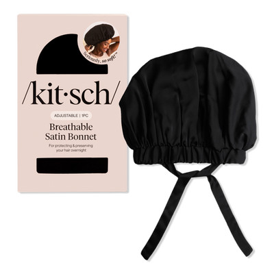 KitschBlack Satin Sleep Bonnet