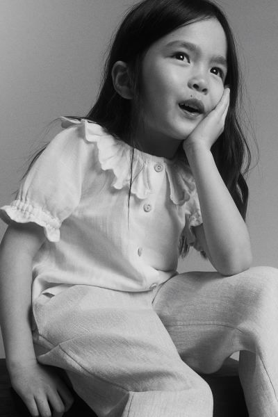 Cotton Blouse with Collar - Cream - Kids | H&M US | H&M (US + CA)