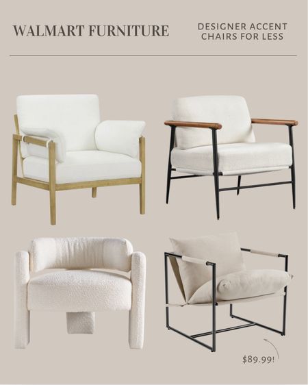 Walmart accent chairs that look designer but are super affordable! 

#LTKStyleTip #LTKHome #LTKFindsUnder100