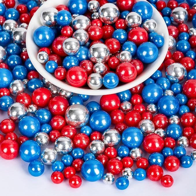 Edible Patriotic Sprinkles,July 4th Blue Red and Silver Pearl Sprinkle Mix for USA Baking Decorat... | Amazon (US)