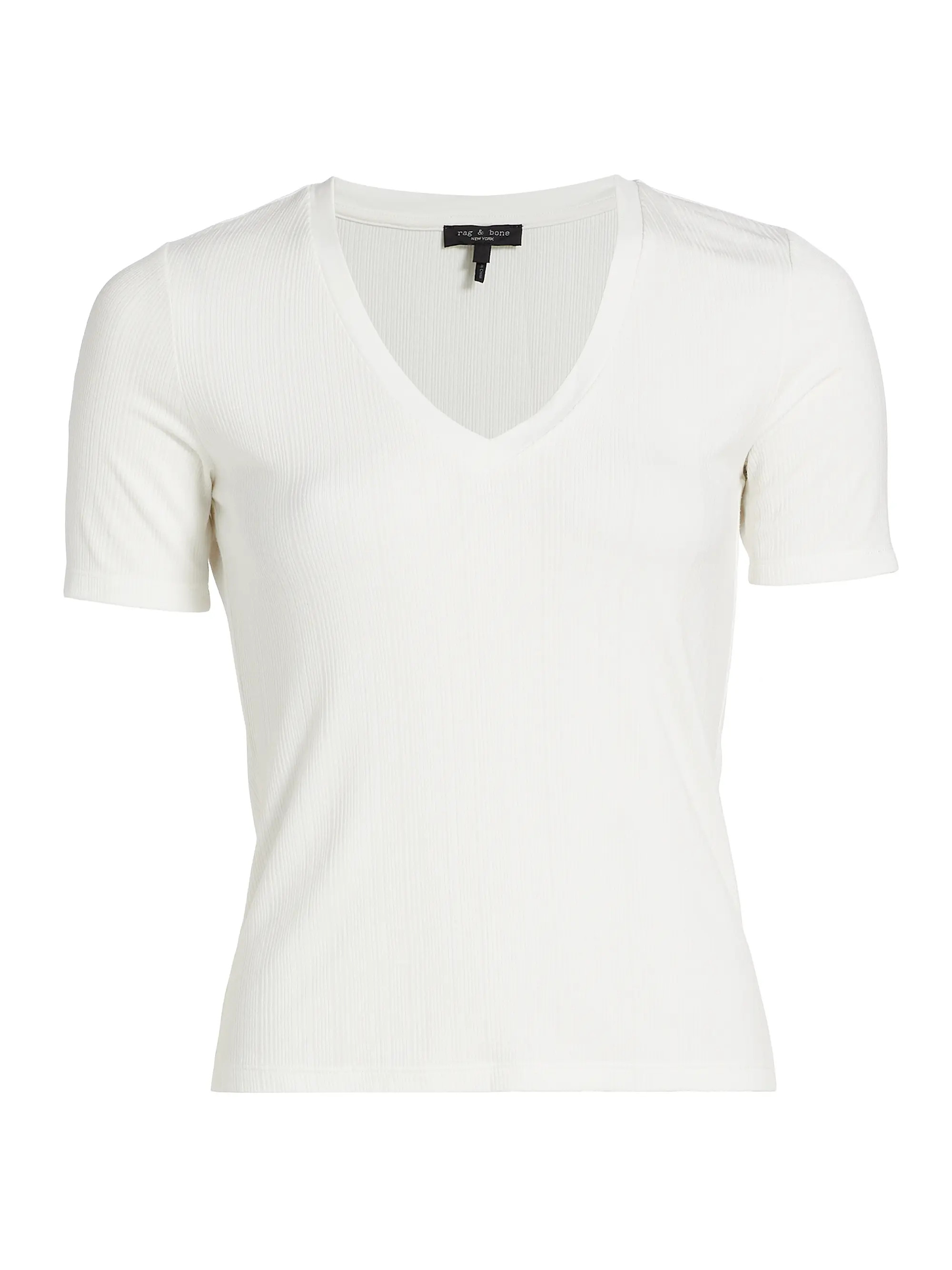 Luca Rib-Knit V-Neck T-Shirt | Saks Fifth Avenue