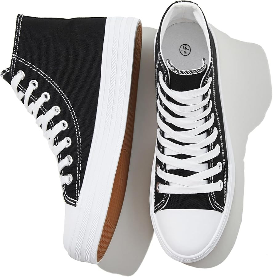 Witwatia Women's High Top Sneakers Canvas Shoes for Women Fashion Sneakers Comfortable Lace Up Ca... | Amazon (US)