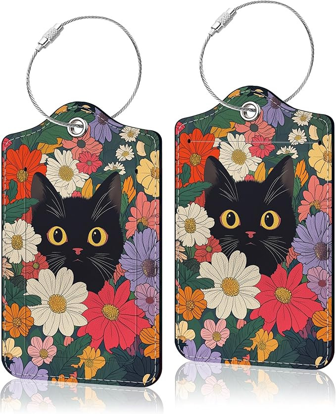 2 Pack Luggage Tag for Suitcase, Cute Unique Leather Suitcase Tags Identifiers with Privacy Name ... | Amazon (US)
