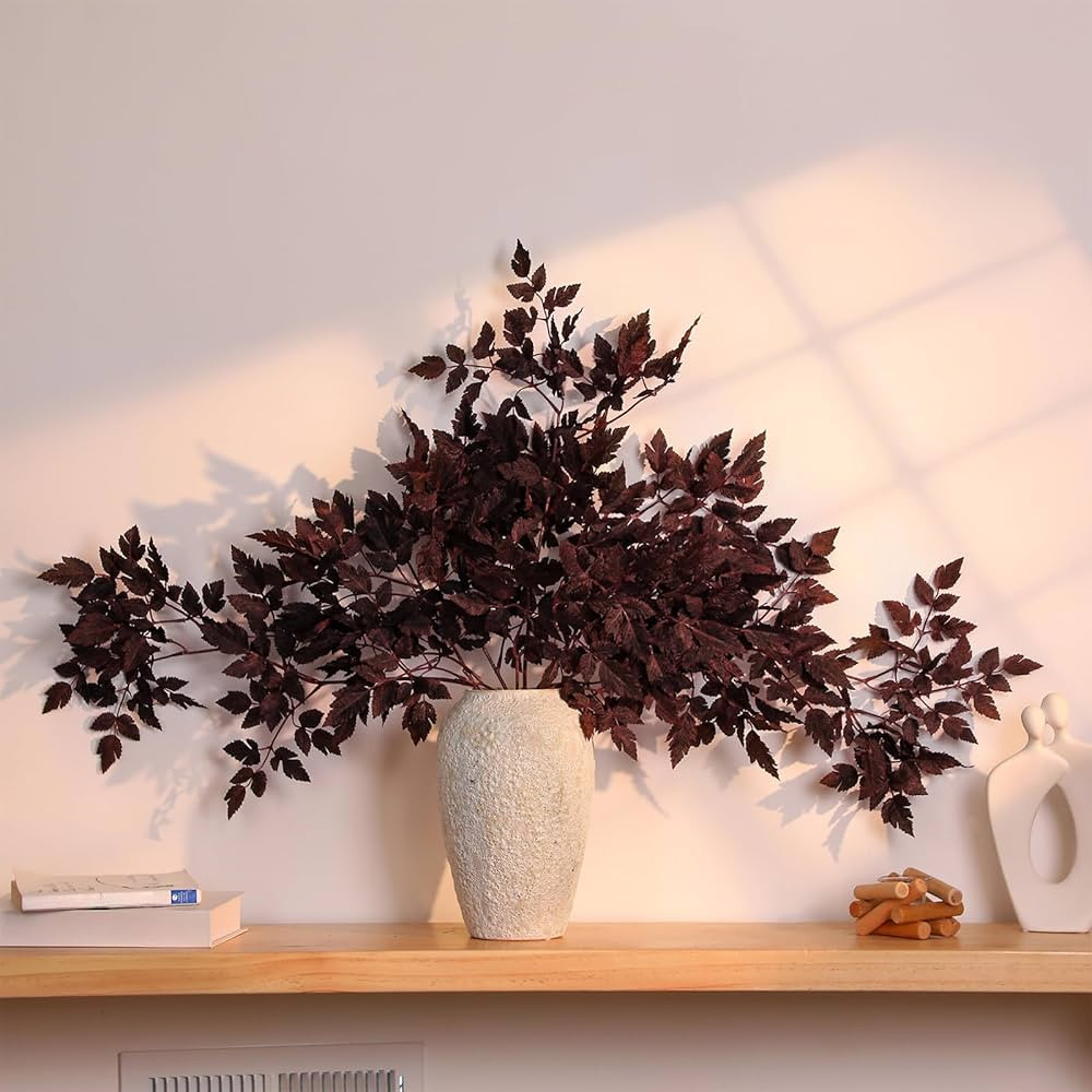 Lyrow 8 Pack Artificial Cimicifuga Plant Leaf Spray - Faux Plum Ramosa Leaf Branch Stems for Home... | Amazon (US)