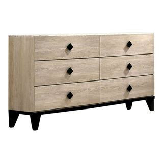 Benjara 15.35 in. Cream 6-Drawer Dresser with Grains and Angled Legs BM228563 - The Home Depot | The Home Depot