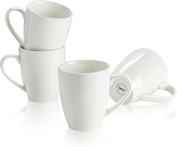 Sweese 601.401 Porcelain Mugs - 16 Ounce (Top to the Rim) for Coffee, Tea, Cocoa, Set of 4, White | Amazon (US)