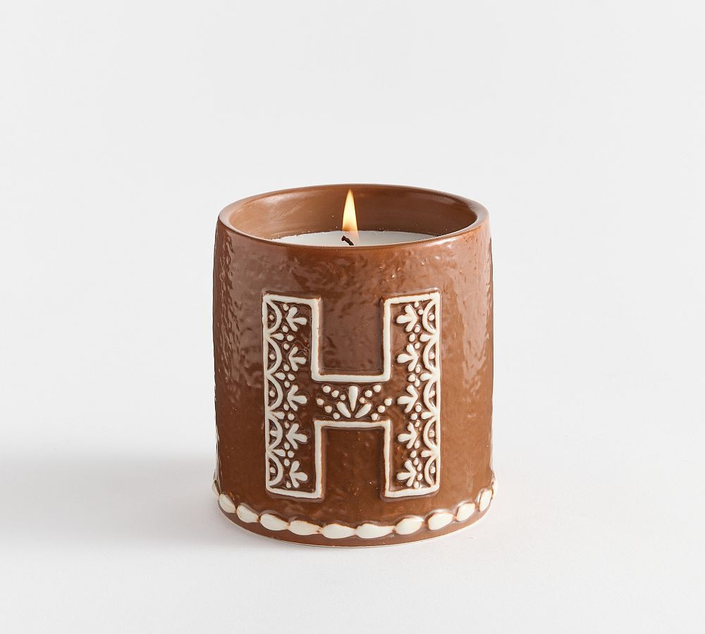 Gingerbread Alphabet Candle: H: Small (Gingerbread Spice) | Pottery Barn (US)