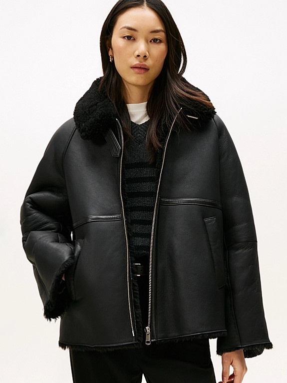 Oversized Fit Pilotenjacke aus Leder | Tommy Hilfiger (DE)