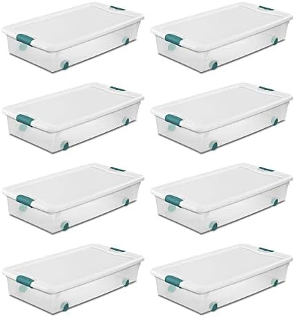Sterilite 56 Quart Latching Stackable Under Bed or Closet Storage Box Container Bins with Secure ... | Amazon (US)