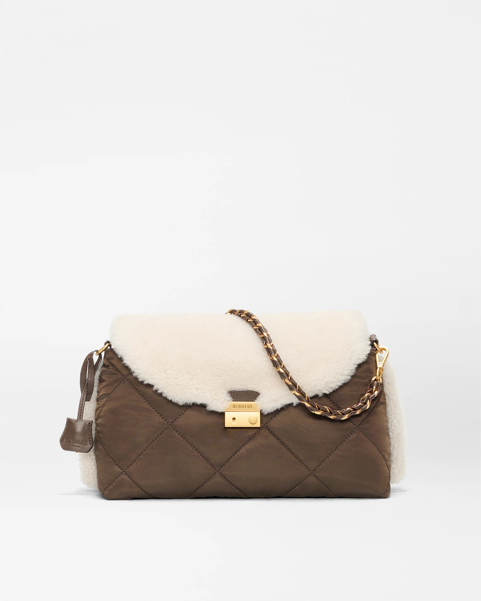 Shearling / Walnut Crosby Lock Shoulder | MZ Wallace
