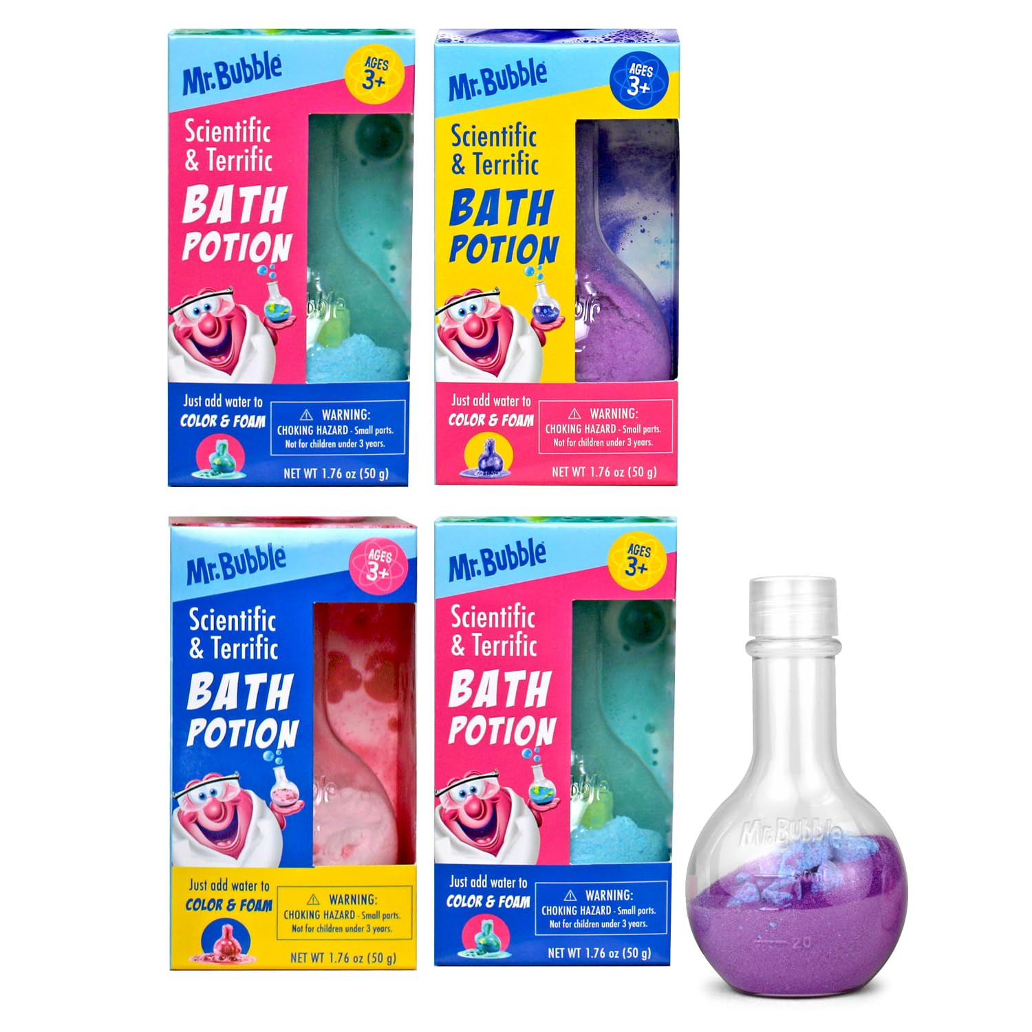 Mr. Bubble Kids Bath Bomb Potions - Colorful Fizzy Fun - Cool Foam and Bubble Science Beaker Bath... | Amazon (US)
