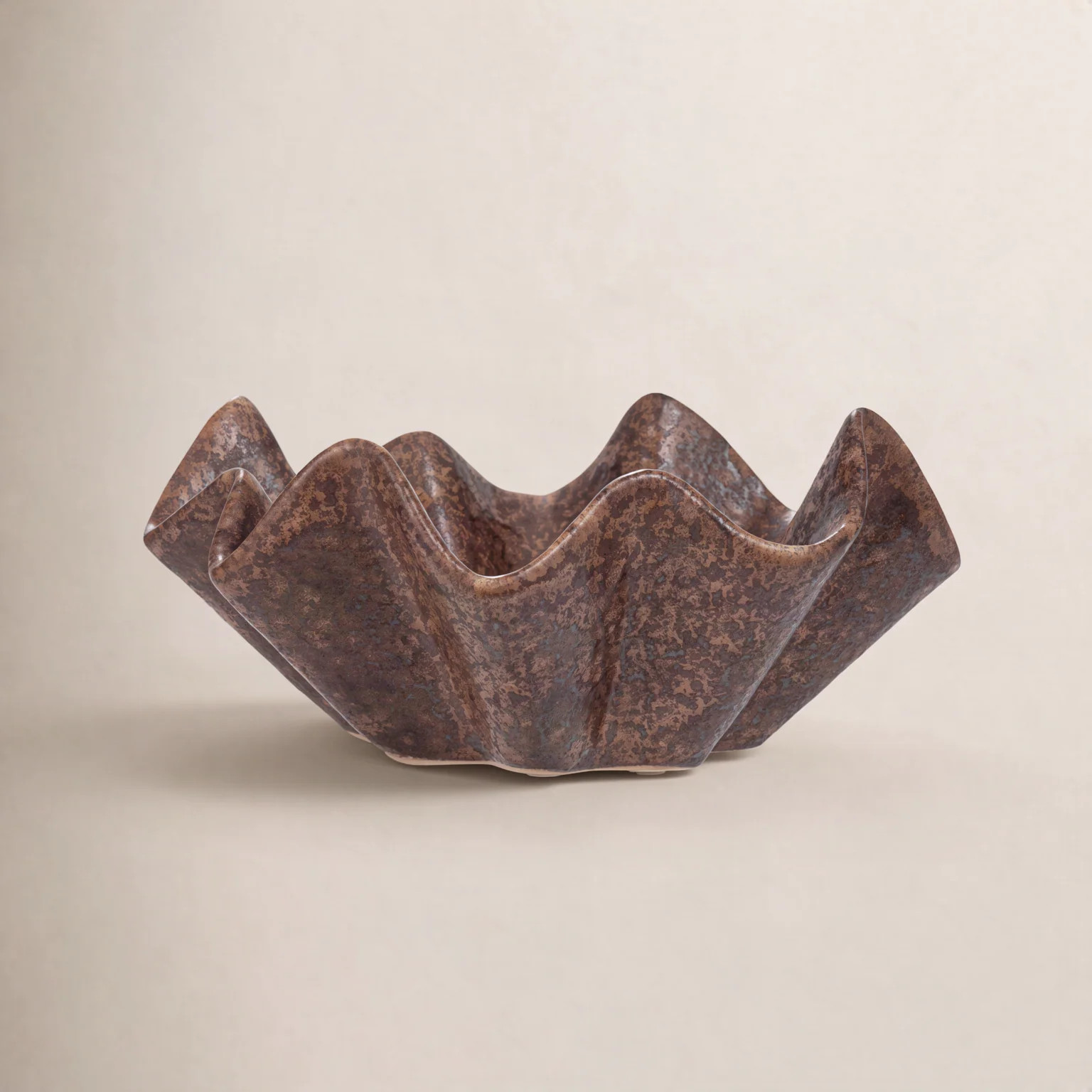 Arboles Round Stoneware Ruffled Bowl With Reactive Glaze | Wayfair North America