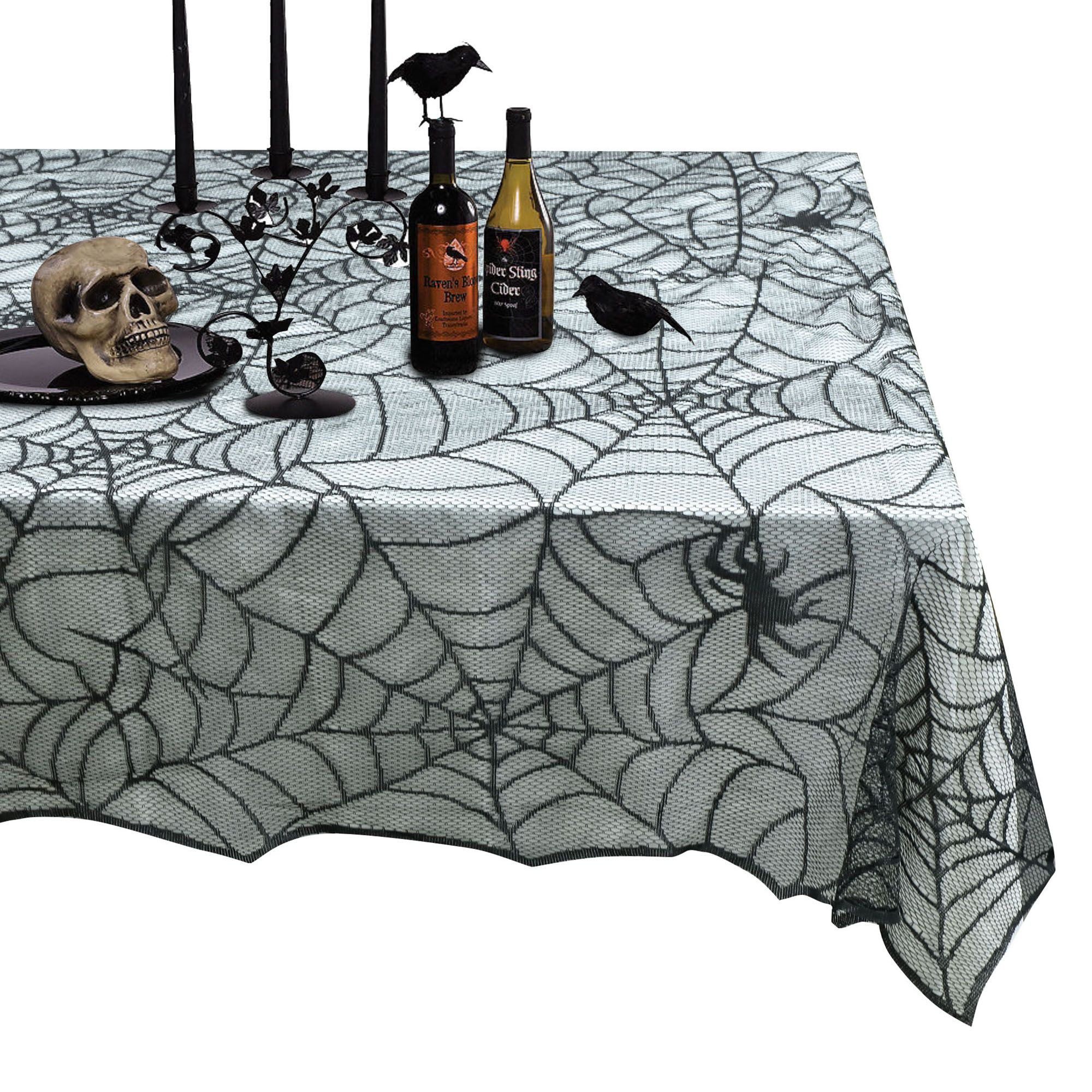 Deago 60x84 Inch Rectangular Halloween Tablecloth Black Spider Web Table Cover Lace Table Cloth f... | Walmart (US)