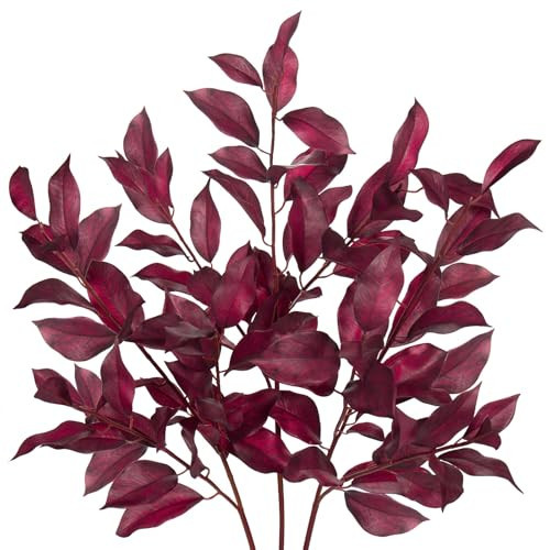 Oairse 3 Pcs Fall Leaves Stems Long Faux Fall Bay Leaves with Branches Artificial Autumn Branches Decorative Artificial Fall Greenery Stems Sprays for Thanksgiving Table Centerpieces Festival Decor | Amazon (US)