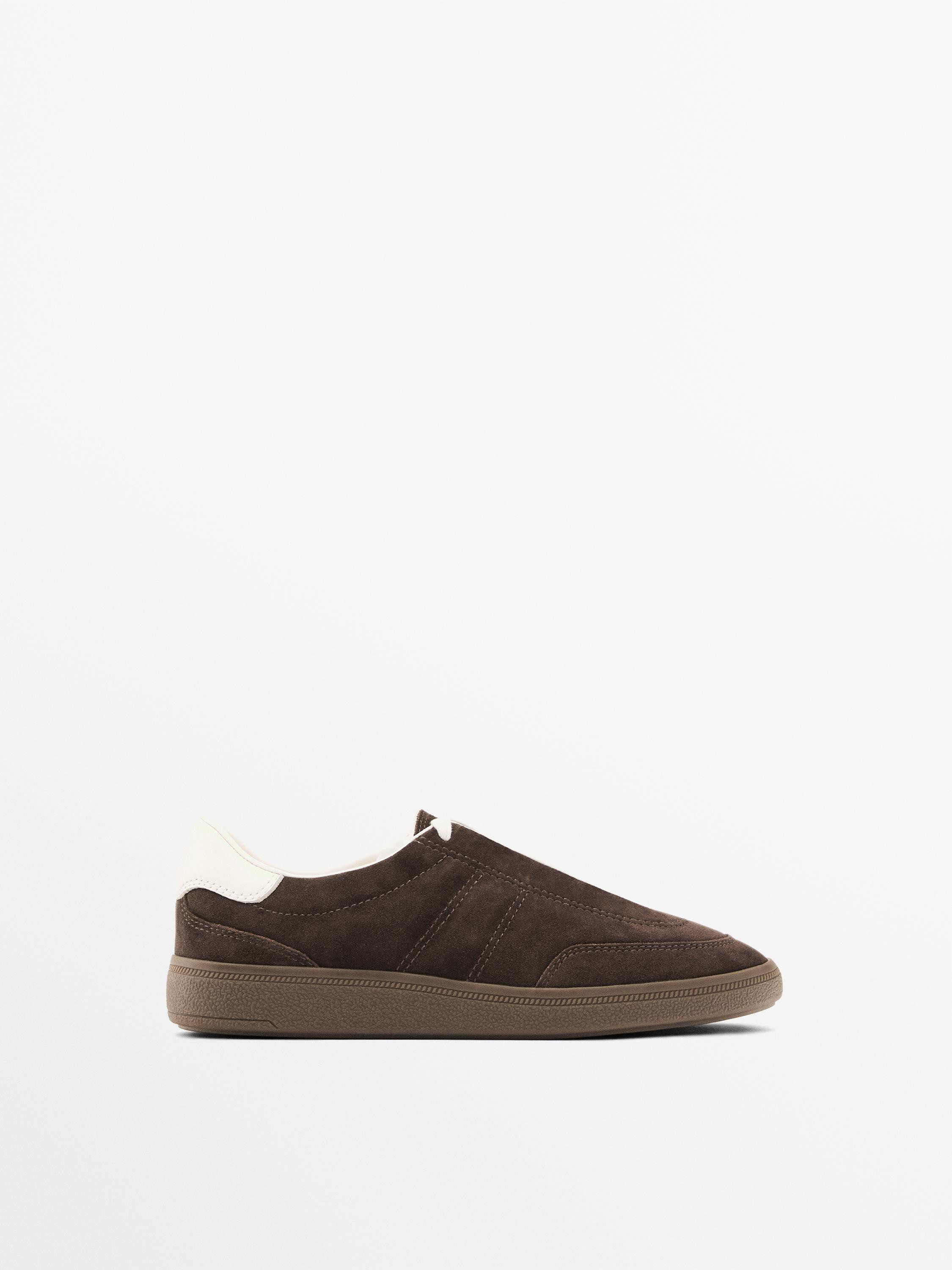Sneaker aus Rauleder mit Steppnähten | Massimo Dutti DE